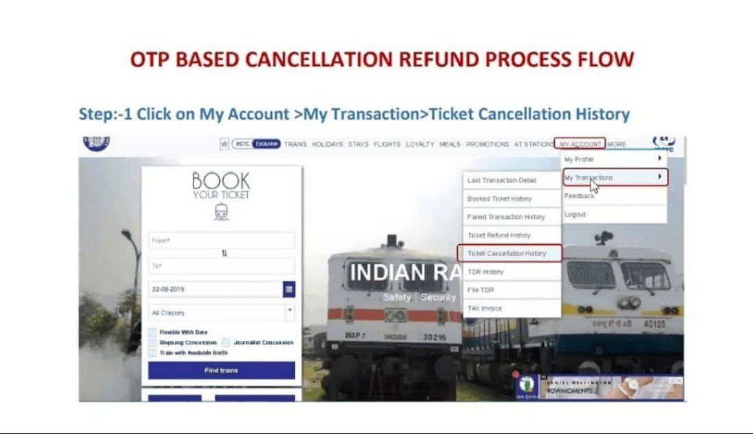 Indian railways otp based refund process