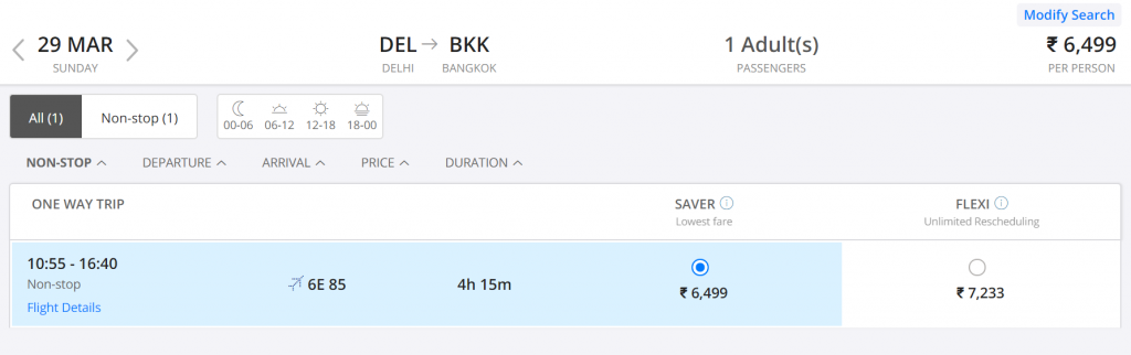Indigo Delhi to Bangkok Flight starts from ₹6,499