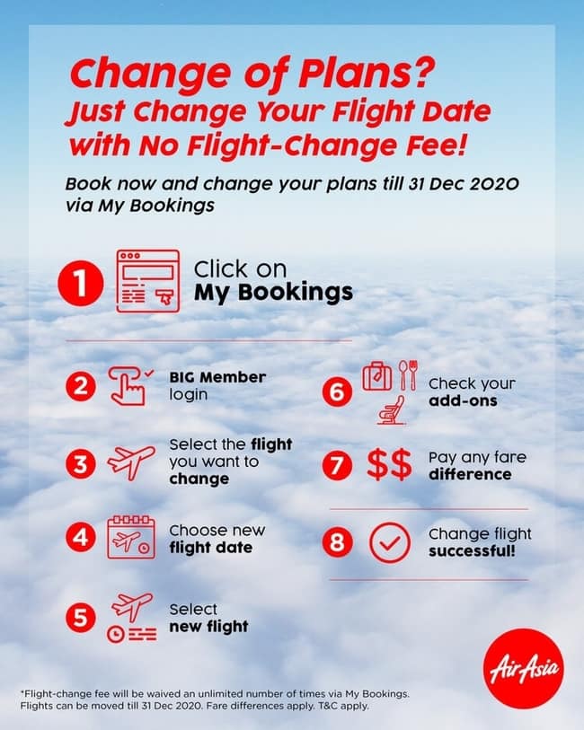 AirAsia Process of flight change via ‘My Booking’