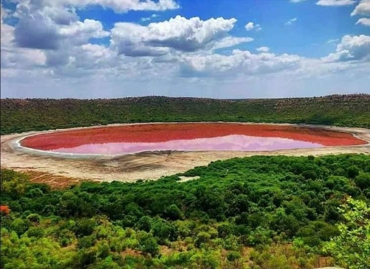 Maharashtra lonar lake turns red