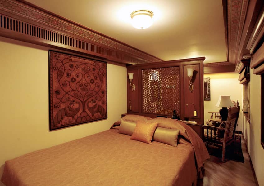 One of the bedrooms of Presidential Suite in Maharaja's Express 