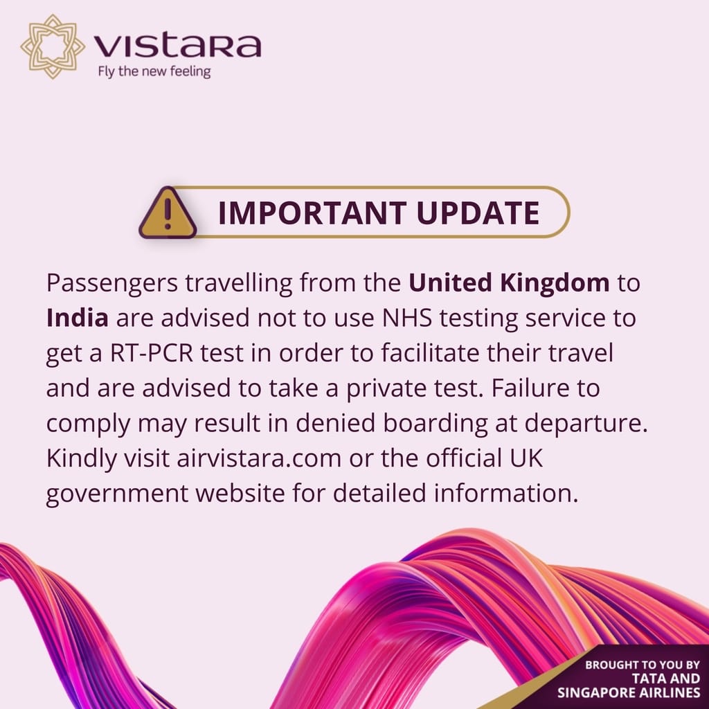 vistara airlines travel advisory