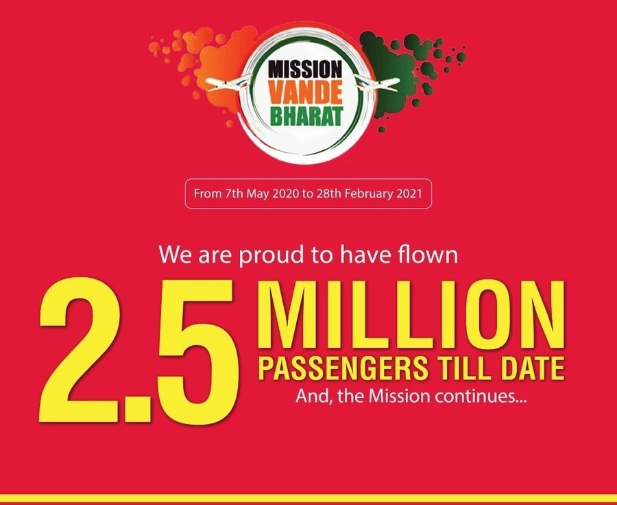 Air India group has flown over 2.5 Million passengers under Vande Bharat Mission