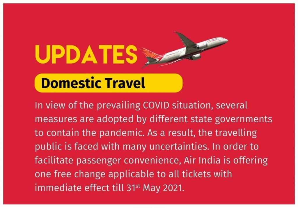 Air India Free Change On Domestic Flights
