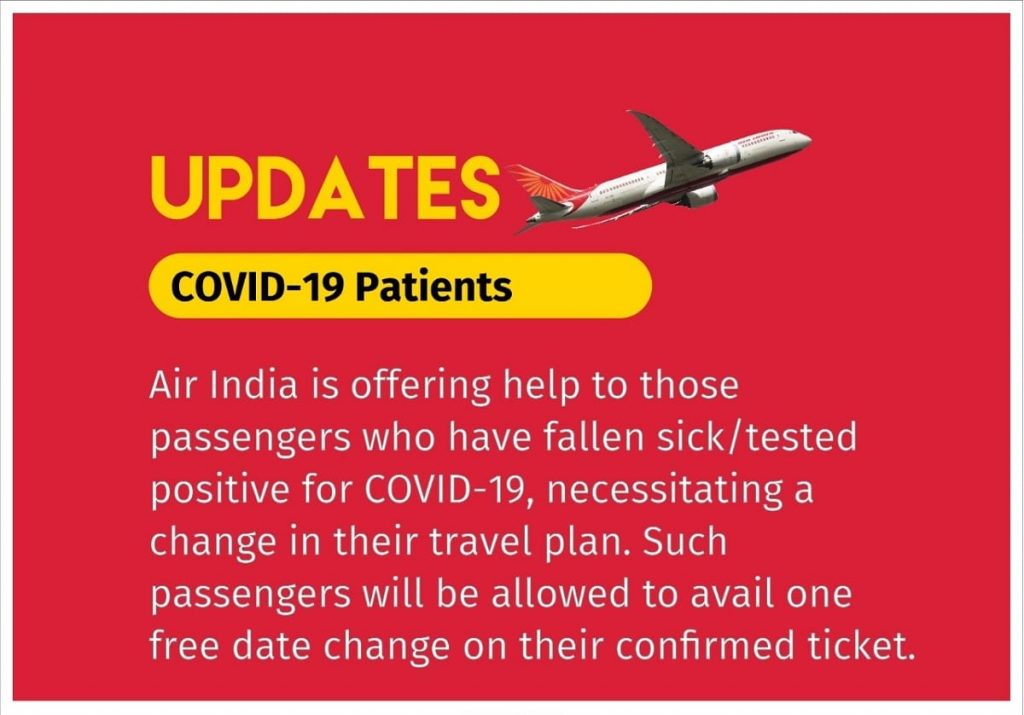 Air India Waiver For Covid-19 Positive Passengers