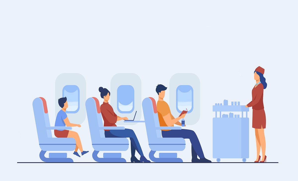 Air trip with comfort flat vector illustration