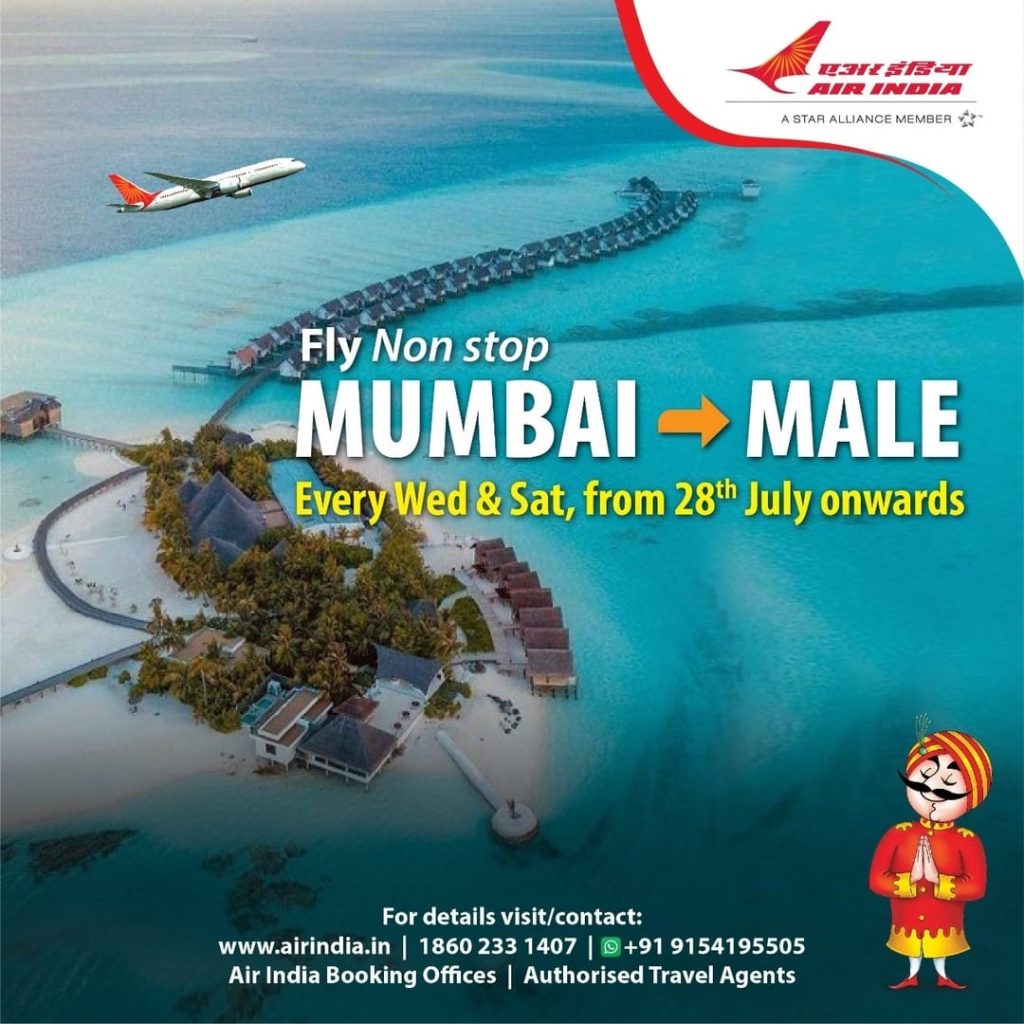 Air India Announced New Flight Between Mumbai and Male From July