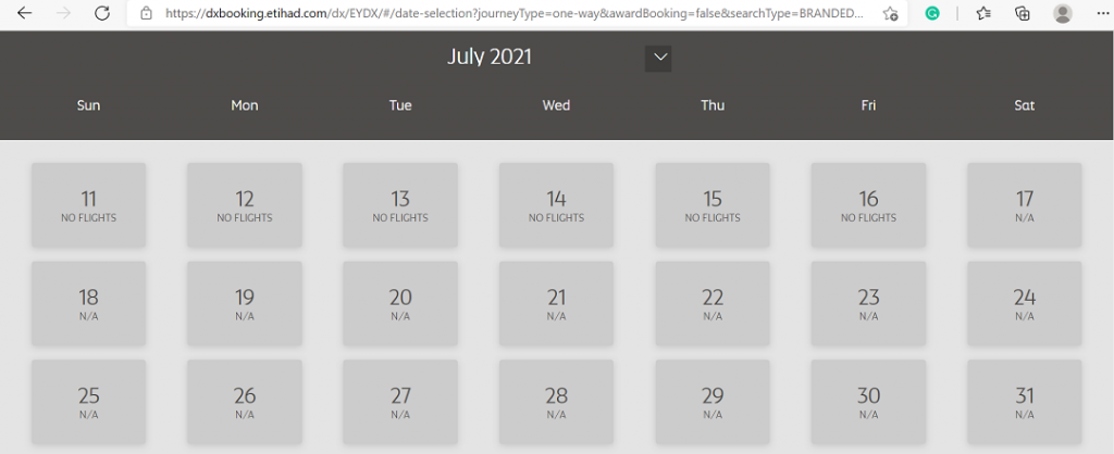 Etihad Website Showing No Flights From Mumbai