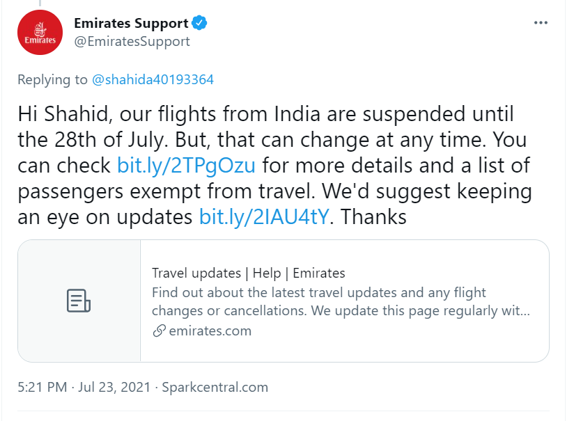 Emirates Extends Flights Suspension