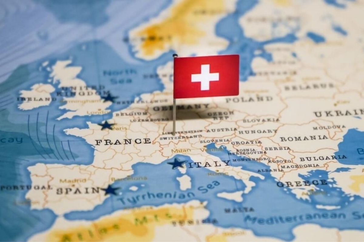 Switzerland Flag On World Map