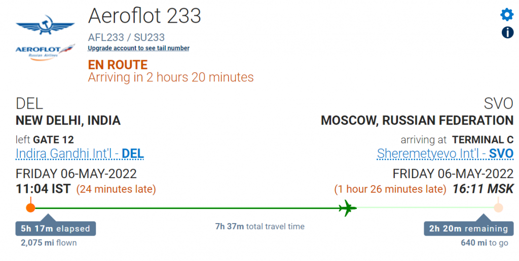Aeroflot Resumes Direct Flights Between Delhi And Moscow Details