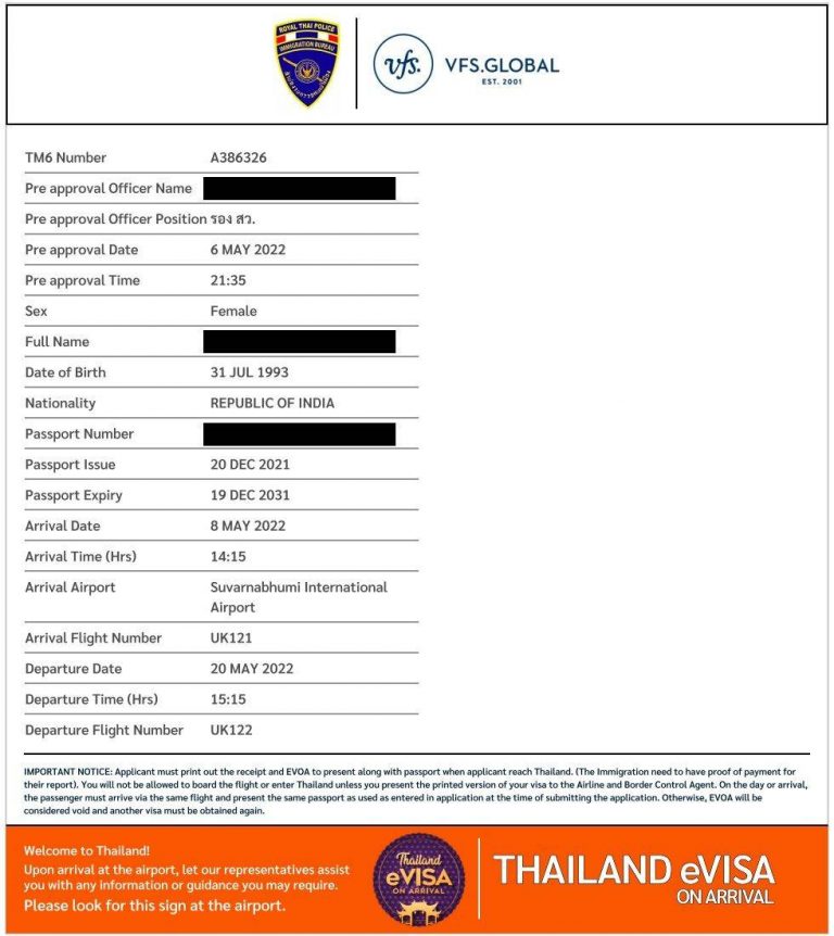 thailand tourist visa fees