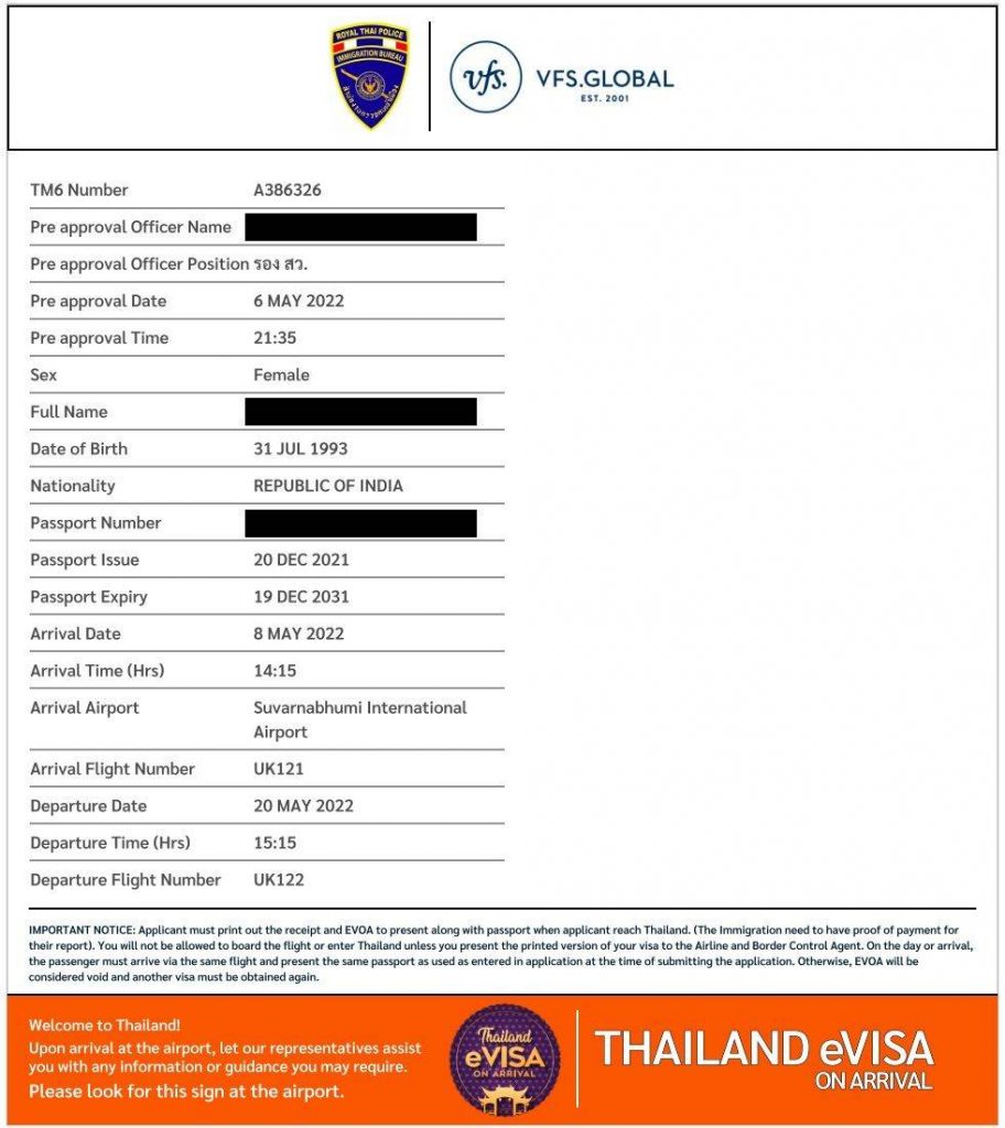 thailand visit visa rate