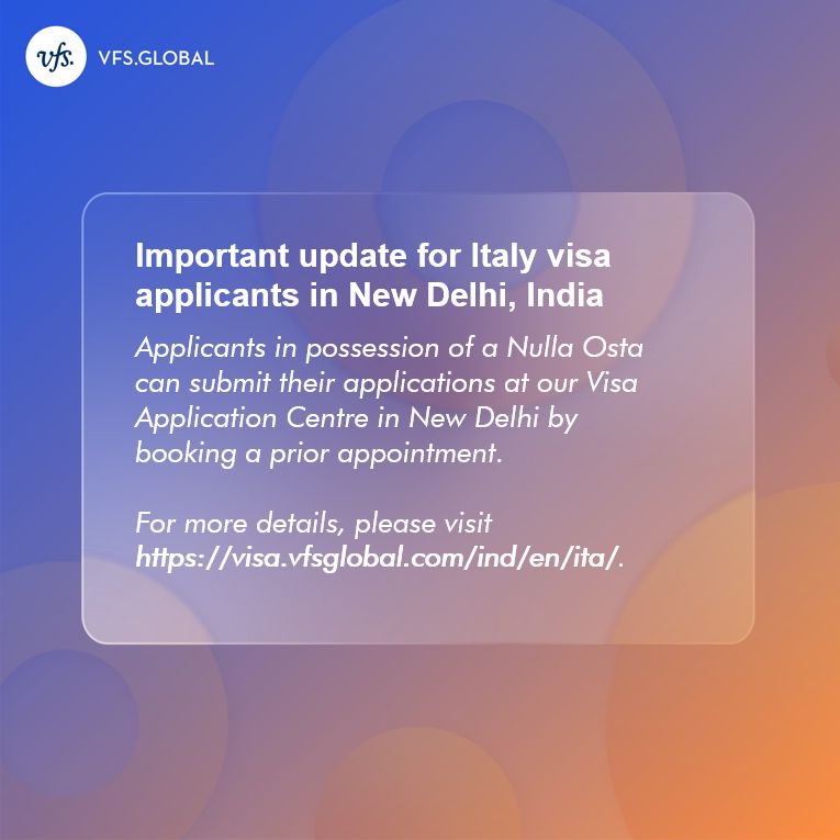 Update For Italy Visa Applicants In India