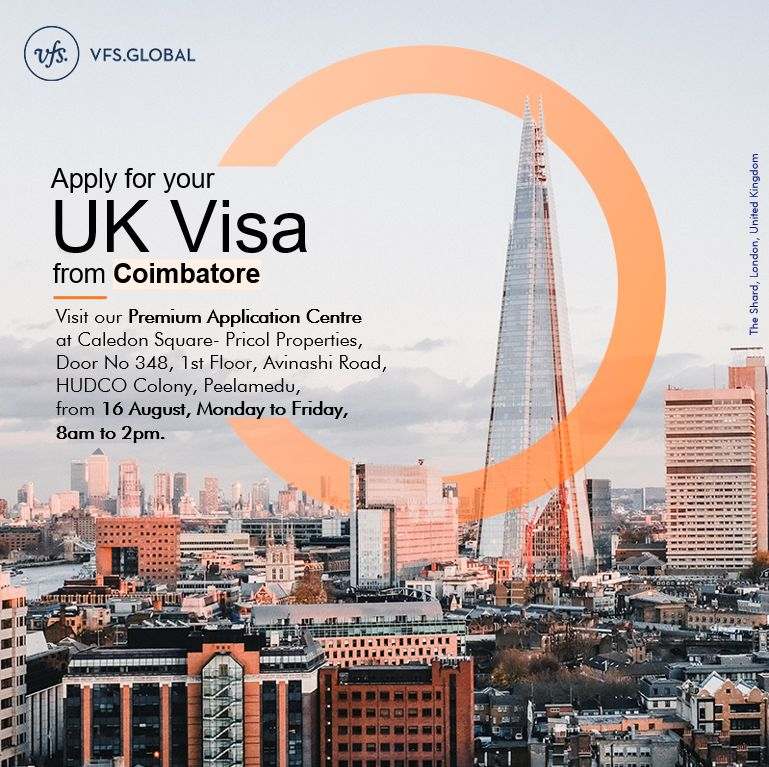 VFS Global Start Accepting UK Visa Applications At Coimbatore