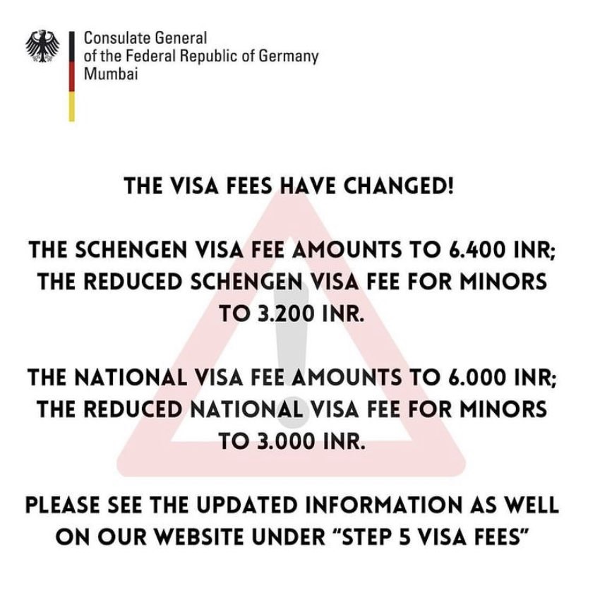 German Consulate Changed Visa Fee for Schengen and National Visa