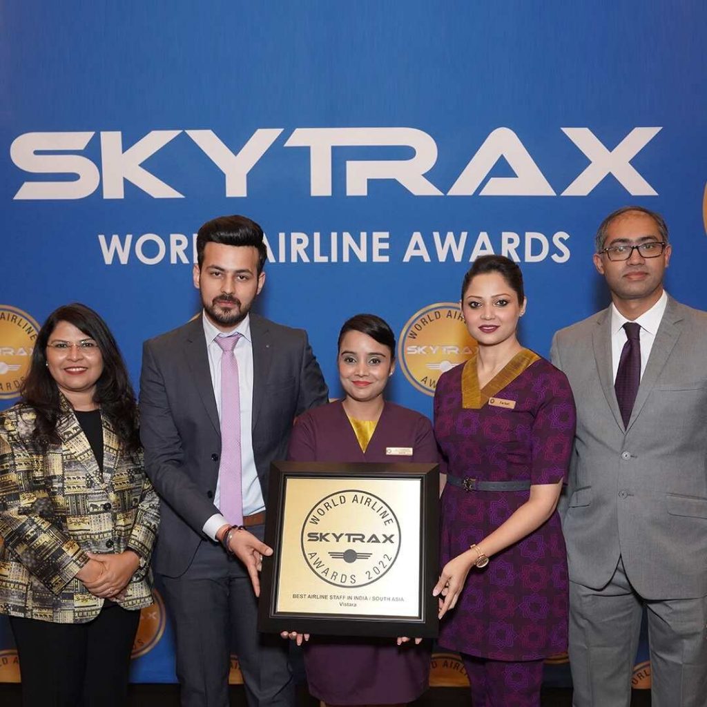 Vistara Named the Best Airline in India and Southern Asia