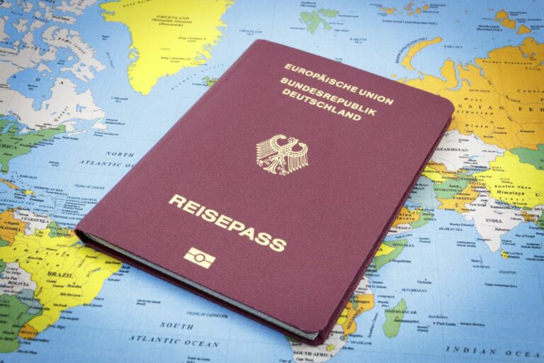 Germany Passport And World Map