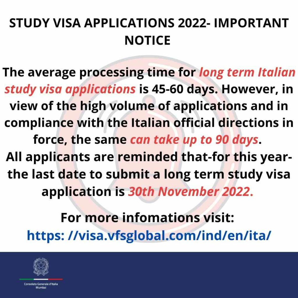 Important notice for Italy study visa applicants