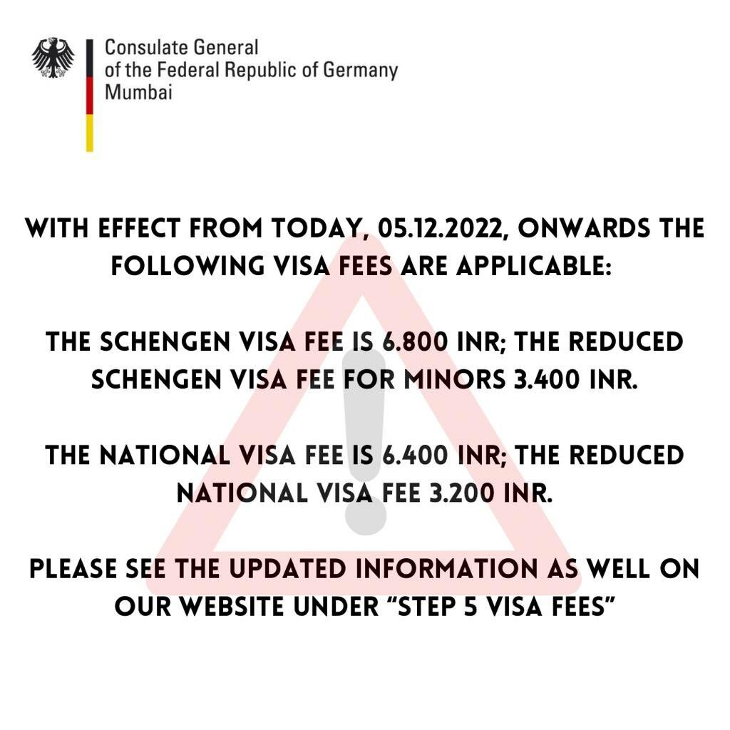 Germany Revised Visa Fees