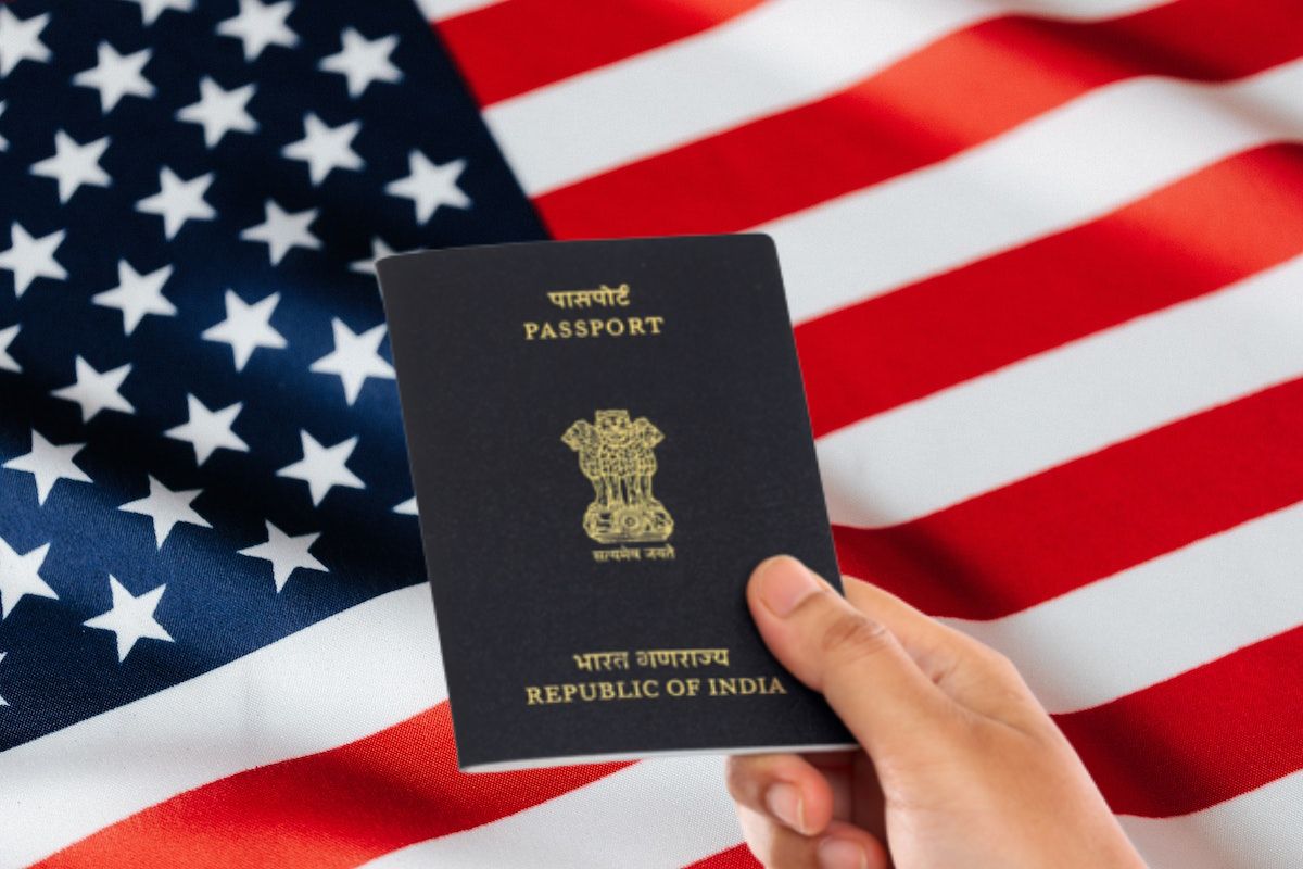 Indian Passport & American Flag