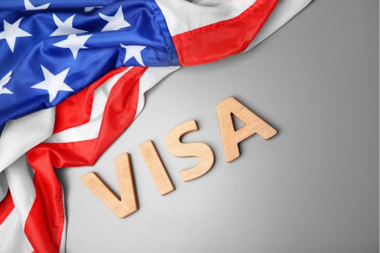 US Visa Image With Flag