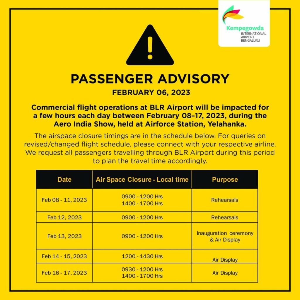 Bengaluru Airport Passenger Advisory