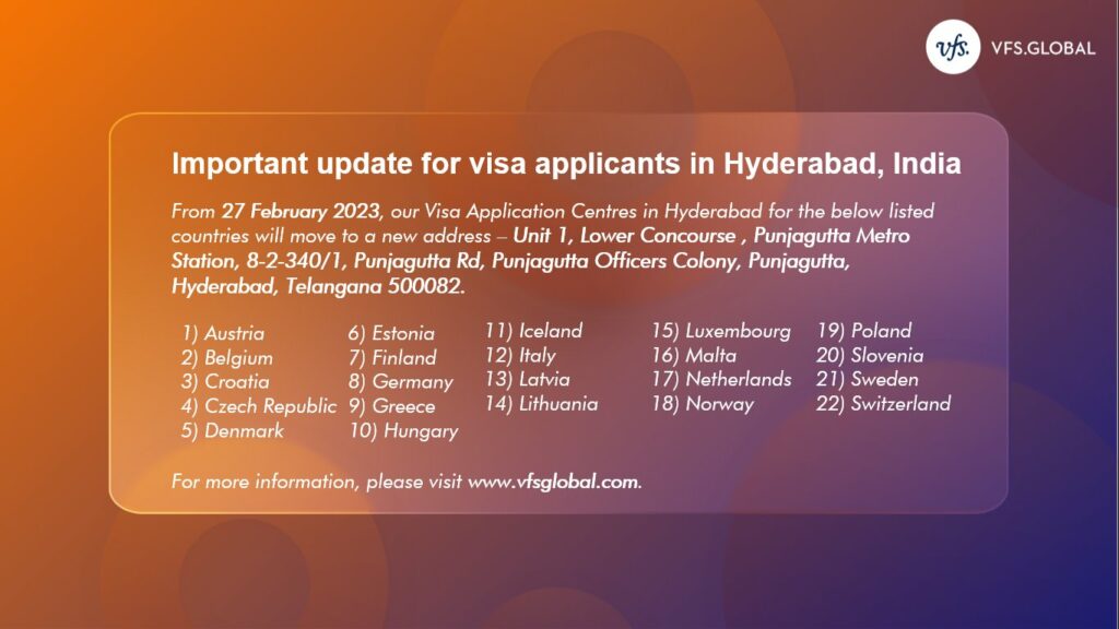 VFS Global Relocation Visa Application Centre in Hyderabad
