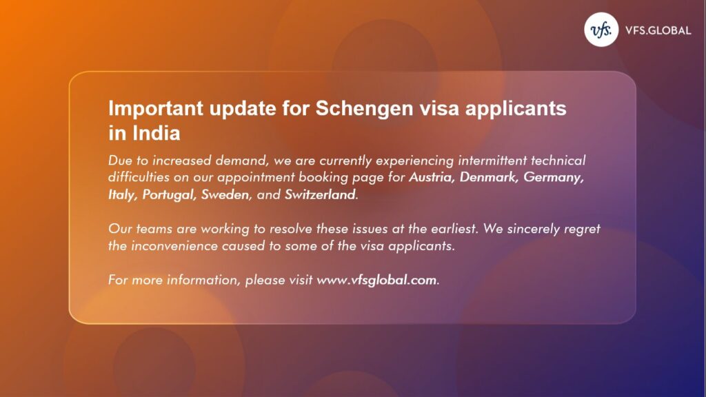 Update for Schengen Visa Applicants in India