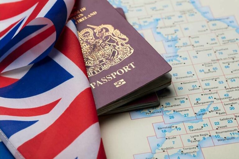 UK Flag and Passport