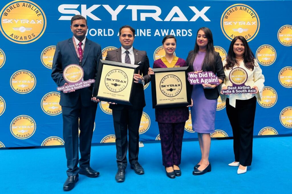 Vistara Named Best Airline in India & South Asia at Sskytrax World Airline Awards 2023
