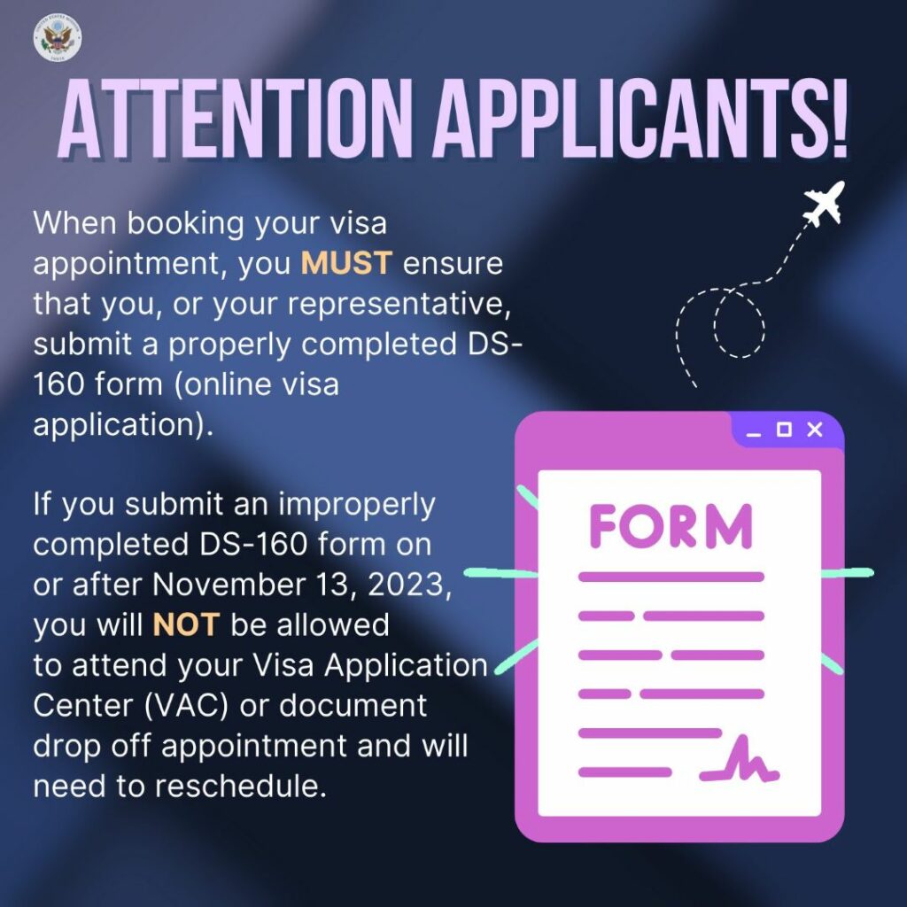 Update on US Visa Application Process DS-160 Form