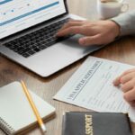 Visa application form on laptop