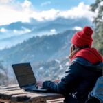 Digital Nomad Girl Working Remotely