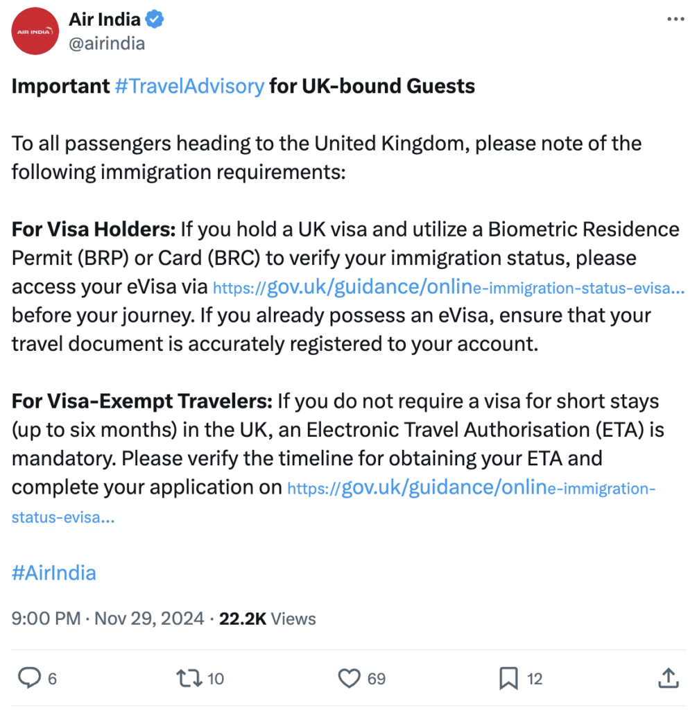 Planning a Trip to the UK? Air India Releases Updated Advisory for ETA and Visa Holders