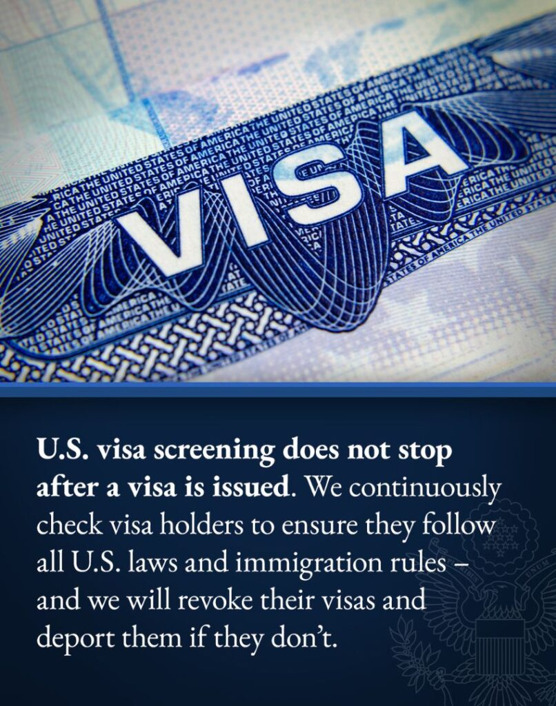 US Visa Screening Warning